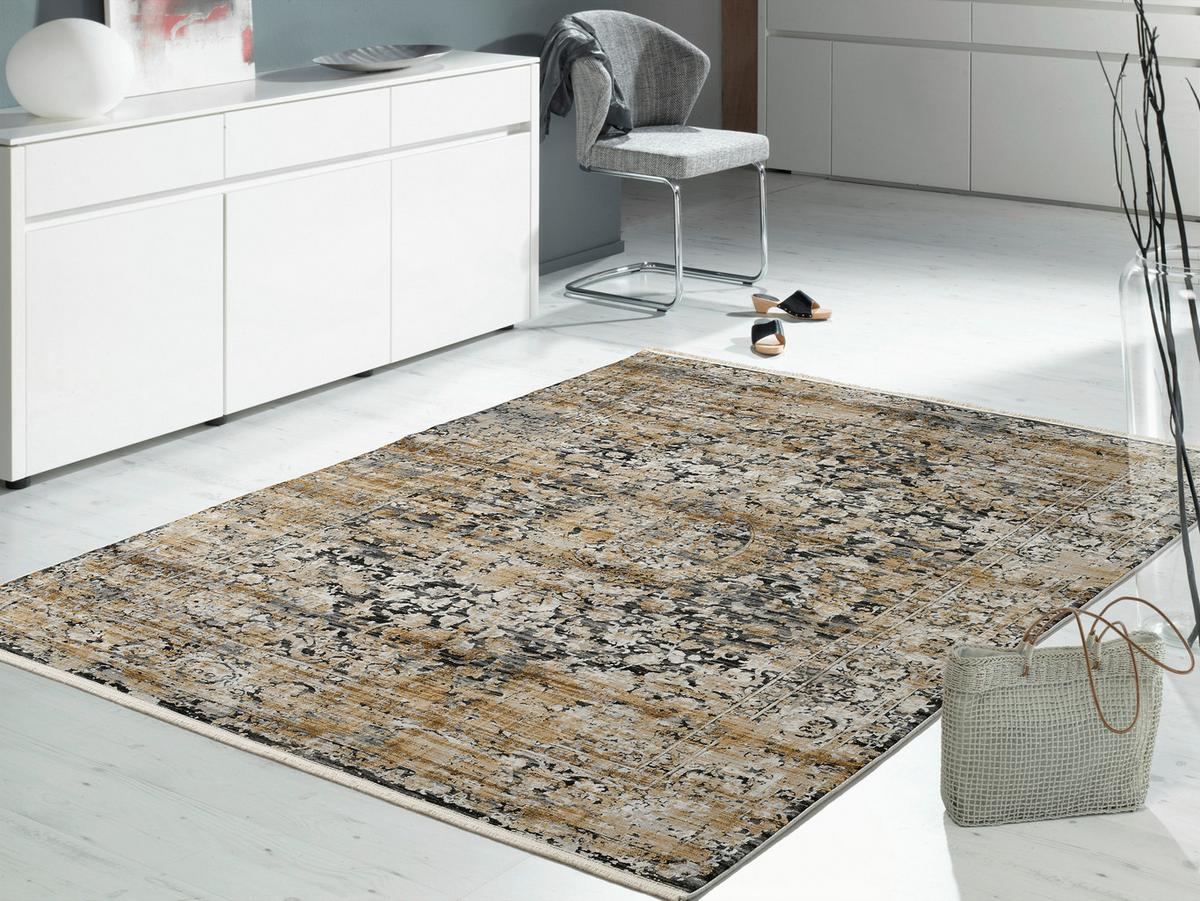 Webteppich Grau/Goldfarben Le Mans 80x150 cm - Goldfarben/Grau, Design, Textil (80/150cm) - Dieter Knoll