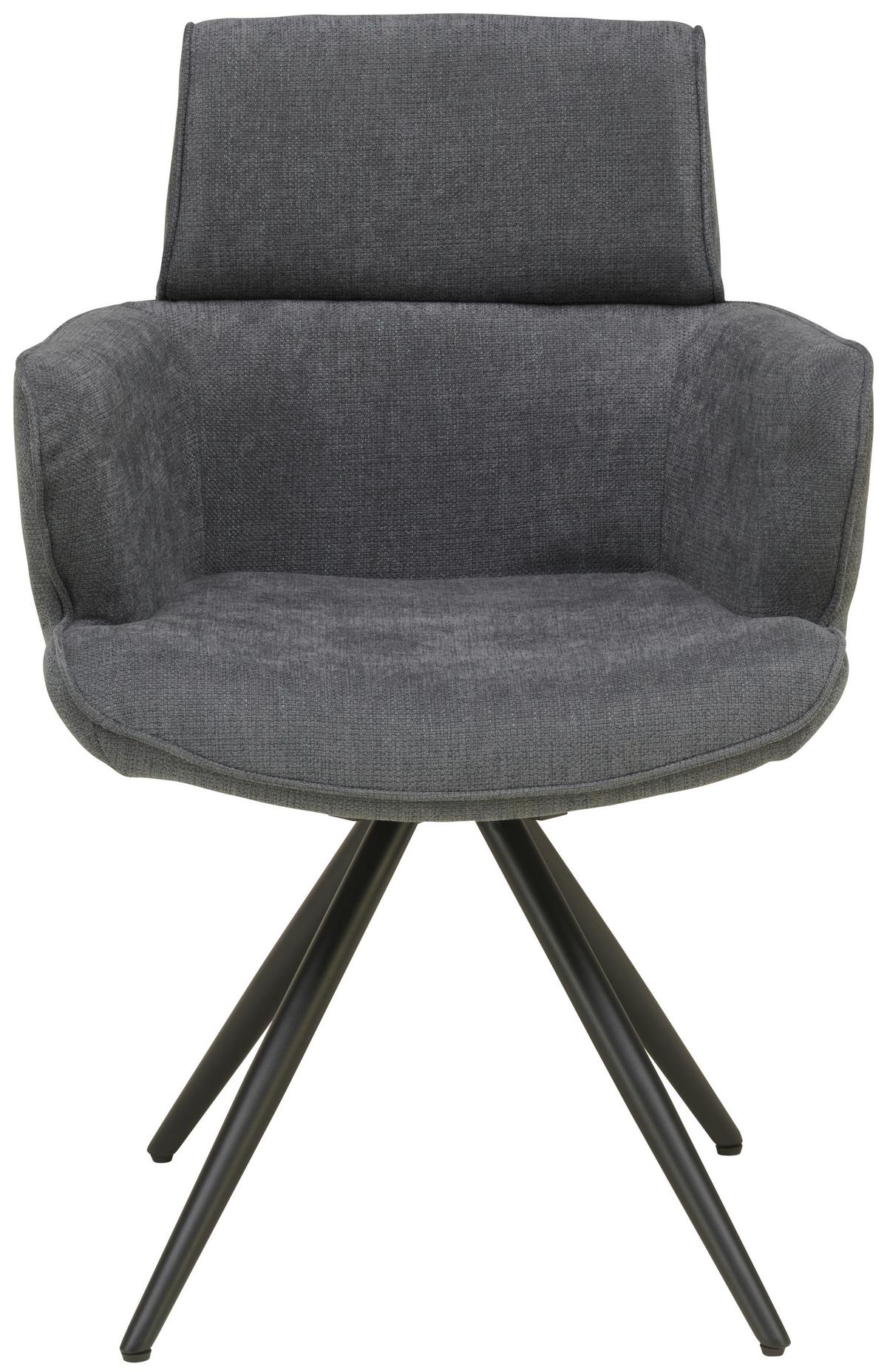Armlehnstuhl Elis Webstoff Anthrazit, B: 62 cm - Anthrazit/Schwarz, KONVENTIONELL, Textil/Metall (62/89/62cm) - Livetastic