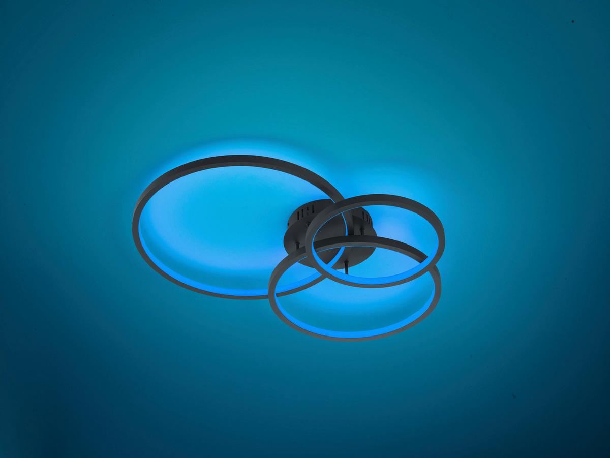 LED-Deckenleuchte Aaron L: 79 cm mit Smartphone-Steuerung - Anthrazit, Design, Metall (79/10,5/64cm) - Trio Leuchten