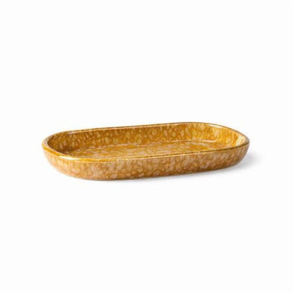 SERVIERPLATTE Steinzeug, Weiß/Dunkelgrün - Dunkelgelb/Weiß, Basics, Keramik (35/21,5/4,5cm) - Gipfelstück