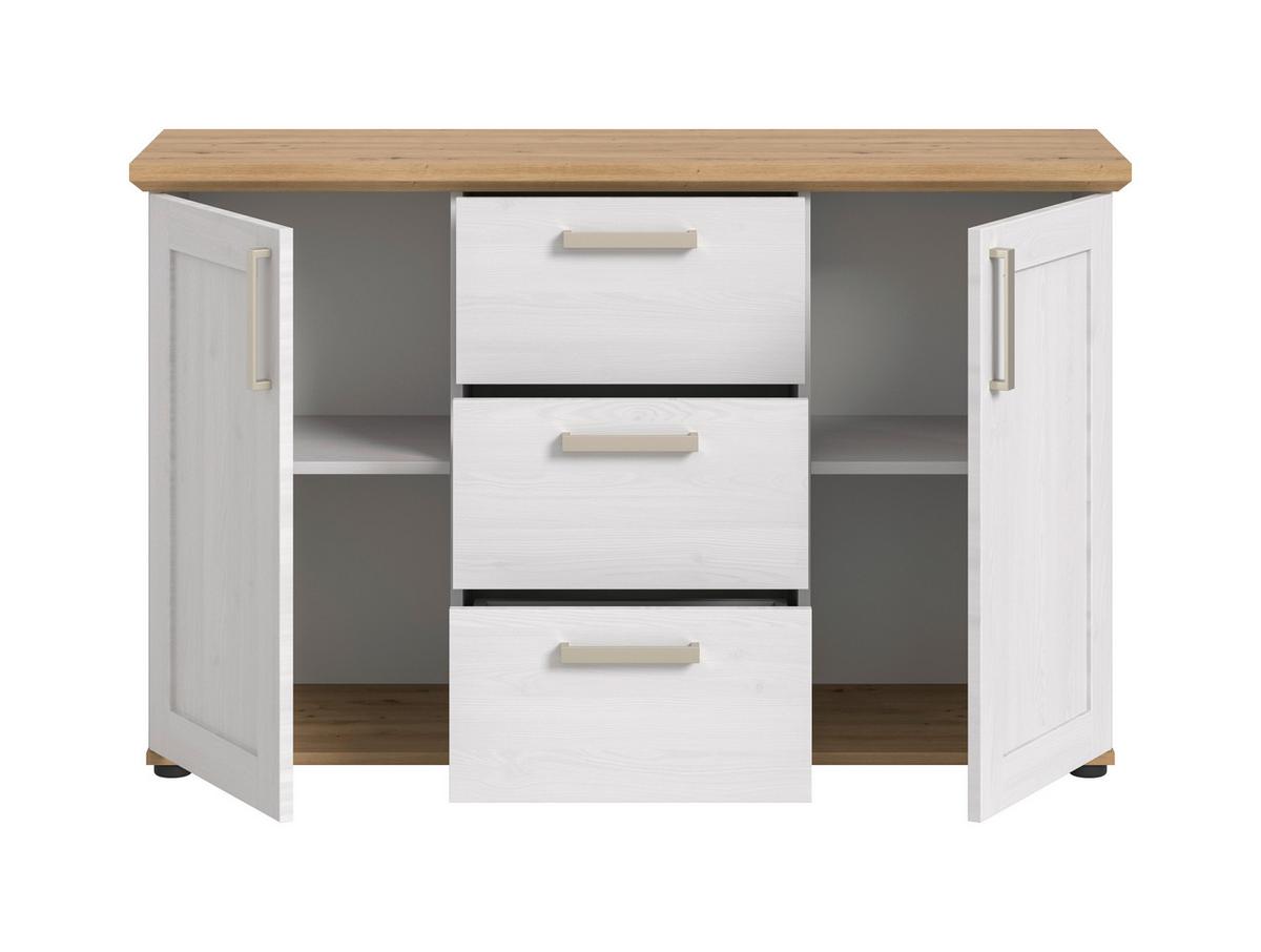 Sideboard Verona Lärchefarben /Eiche Dekor B: 129cm - Lärchefarben/Schwarz, Design, Holzwerkstoff (129/80/40cm) - Livetastic
