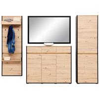Garderoben-Set Welcome Eiche Dekor/Schwarz 4 -Teilig. - Eichefarben/Schwarz, MODERN, Holzwerkstoff (251,3/200,7/38cm)