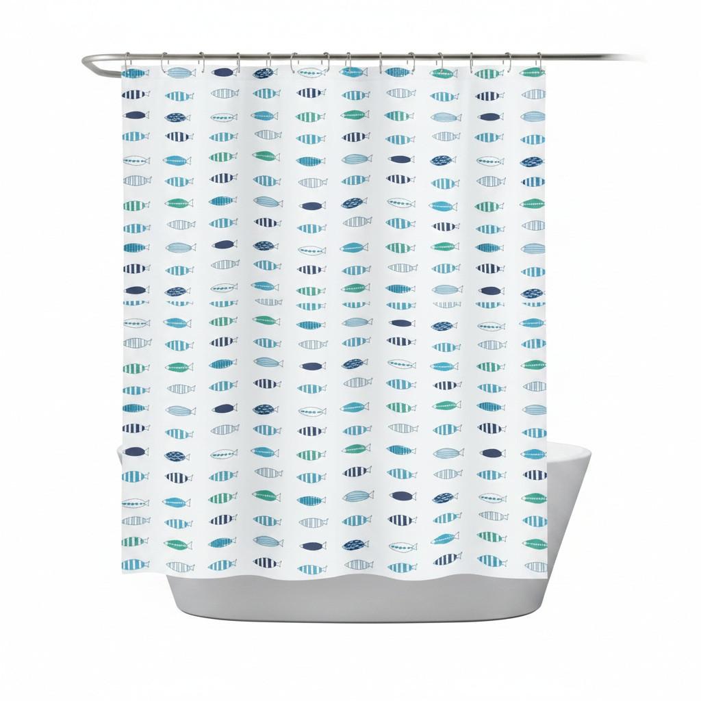 Duschvorhang Santorini 100% Polyester - Blau, Basics, Textil (180/180cm) - Spirella