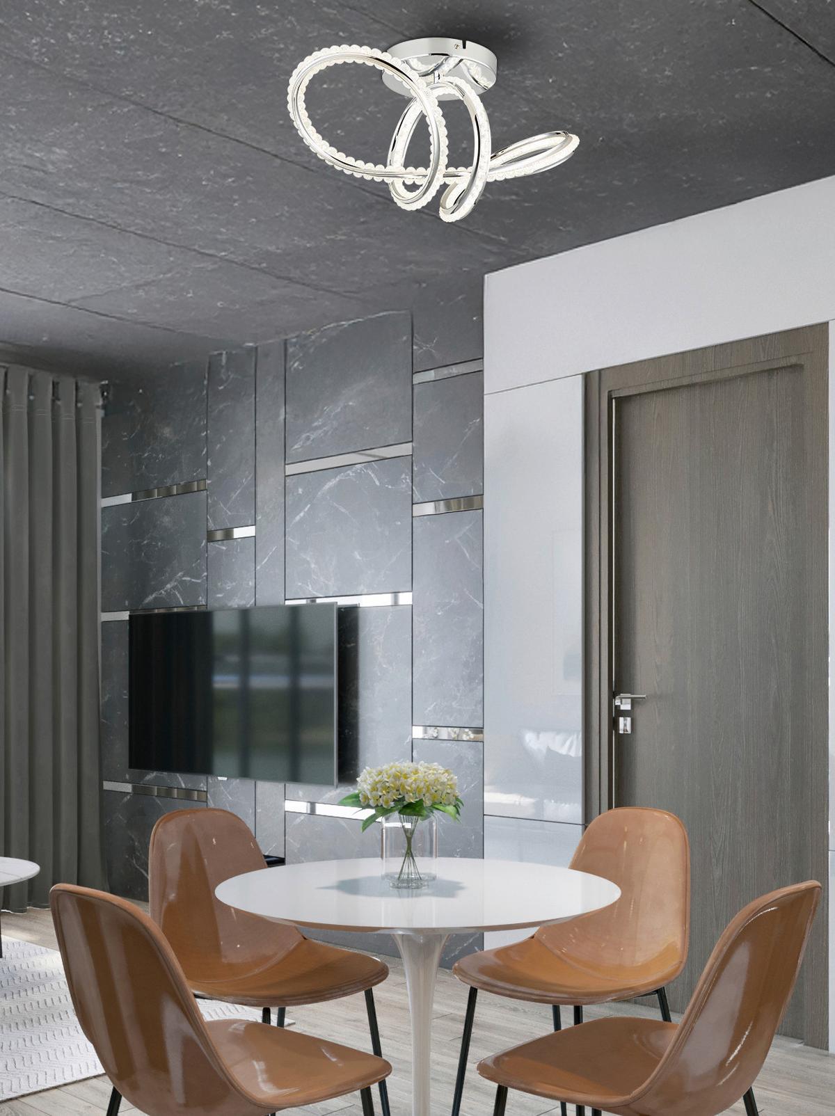 LED-Deckenleuchte 2700-6000k. 40w - Klar/Chromfarben, Design, Kunststoff/Metall (50/25/25cm) - Globo