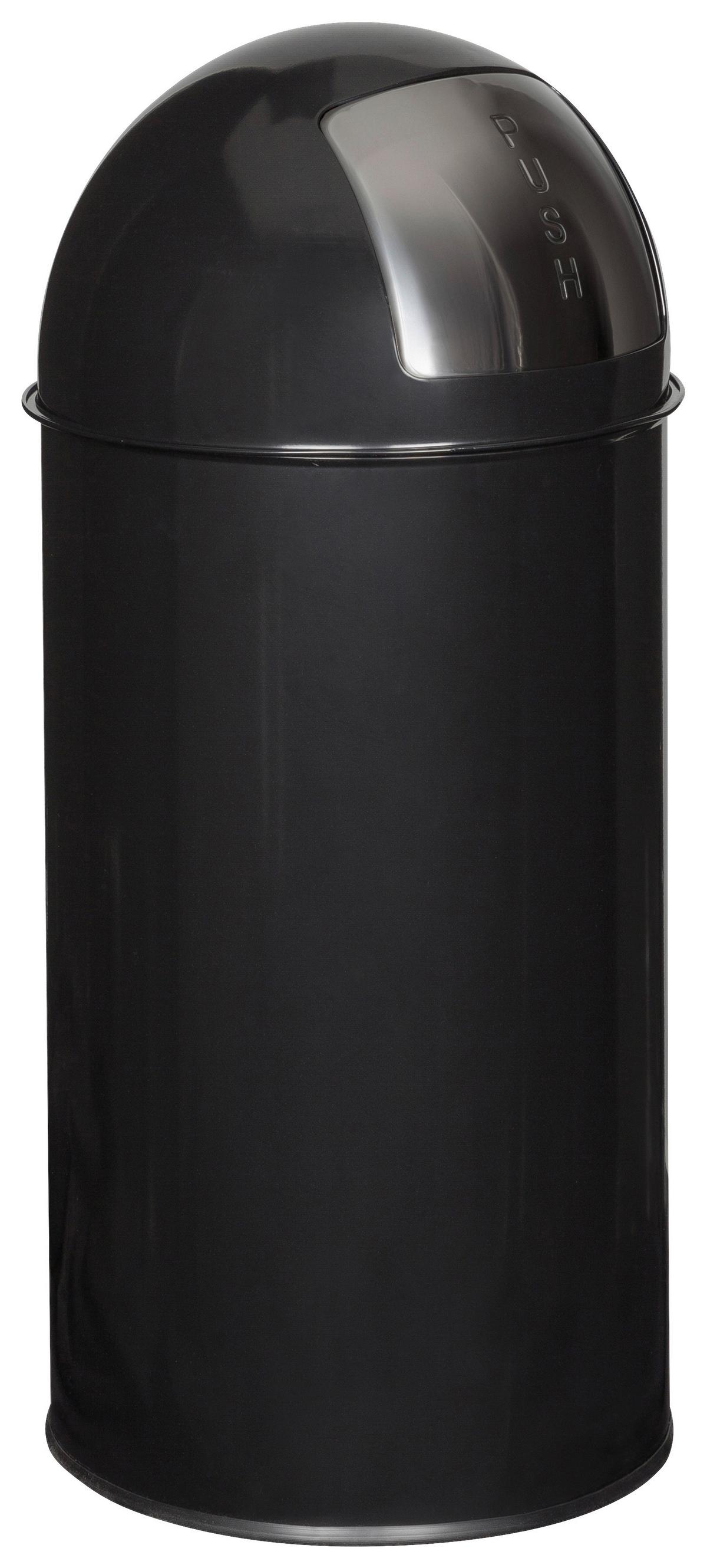 Abfallsammler Push 35l - Schwarz, Basics, Kunststoff/Metall (30/66/30cm) - MID.YOU