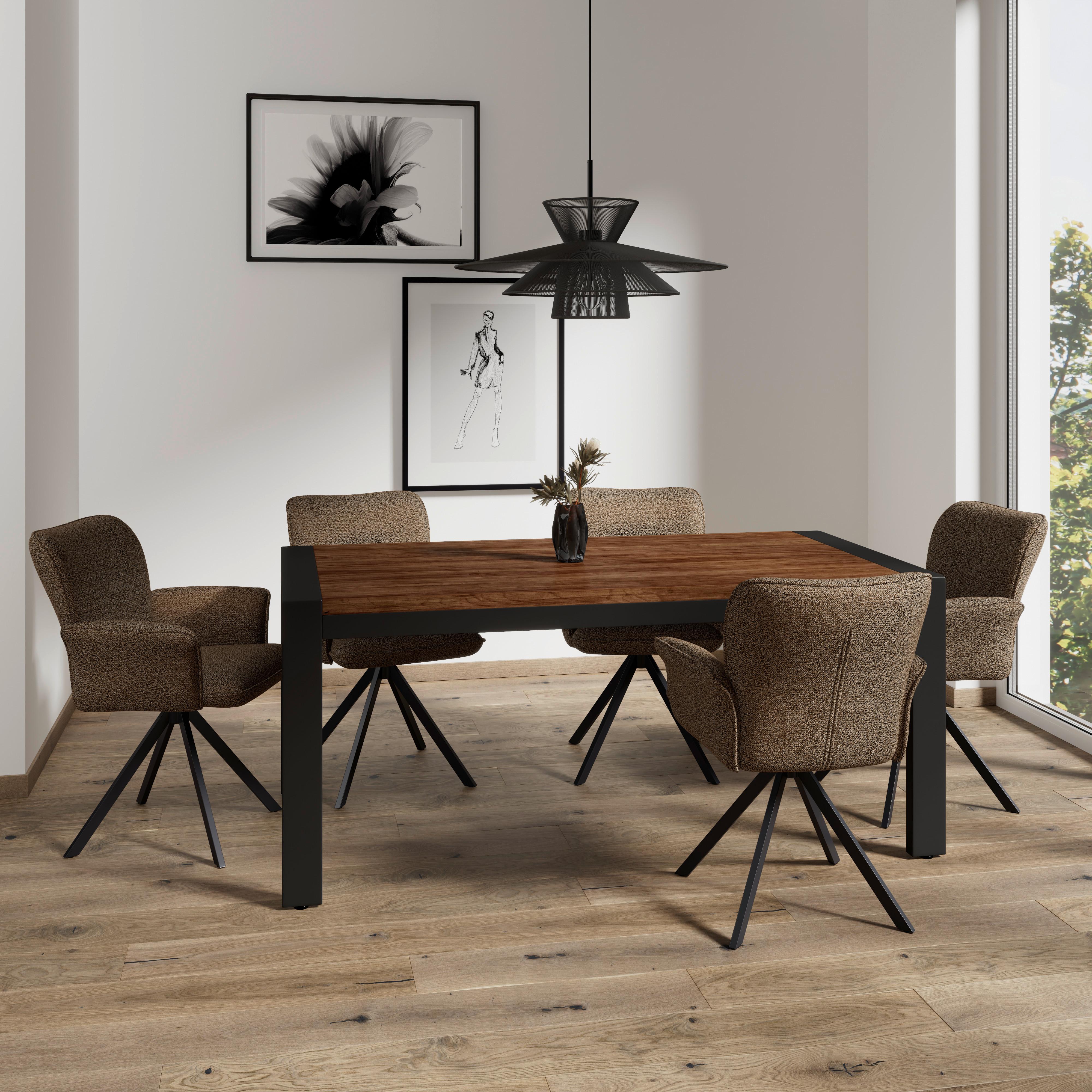 STOLIČKA S PODRÚČKAMI TESS - hnedá/čierna, Modern, kov/drevo (64/90/63cm) - Bessagi Home