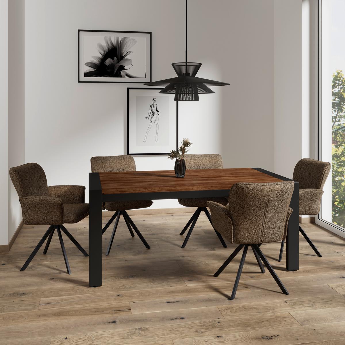 ŽIDLE S PODRUČKAMI TESS - černá/hnědá, Moderní, kov/dřevo (64/90/63cm) - Bessagi Home