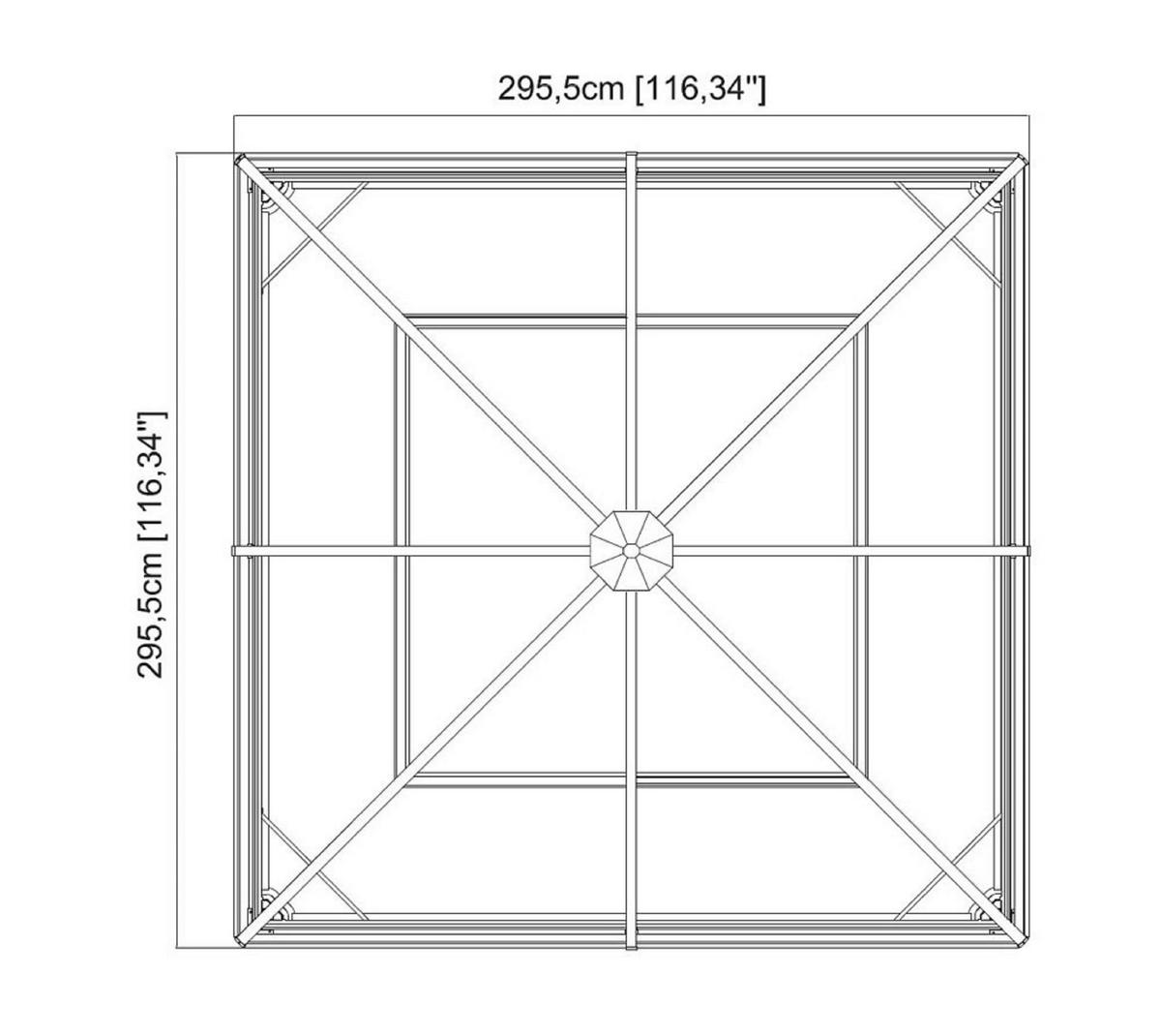 Pavillon Ventura 296x261cm Wetterfest, Mit Vorhängen - Anthrazit, Basics, Metall (296/261cm)
