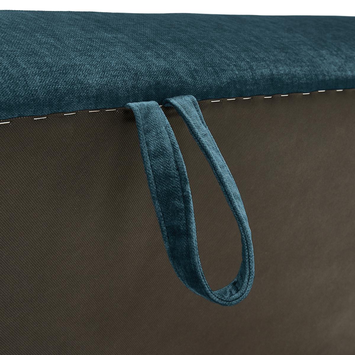 Hocker Freda Mit Stauraum Velours Blau H: 48 Cm - Blau/Naturfarben, MODERN, Textil (135/48/57cm) - Max Winzer
