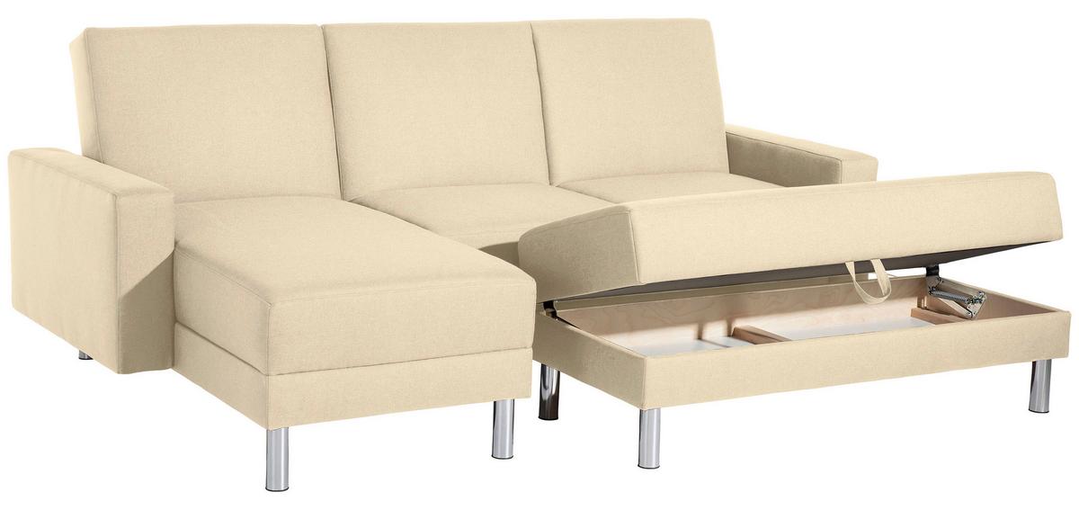 Ecksofa mit Schlaffunktion Just Fashion Beige - Chromfarben/Beige, KONVENTIONELL, Textil (152/230cm) - Max Winzer