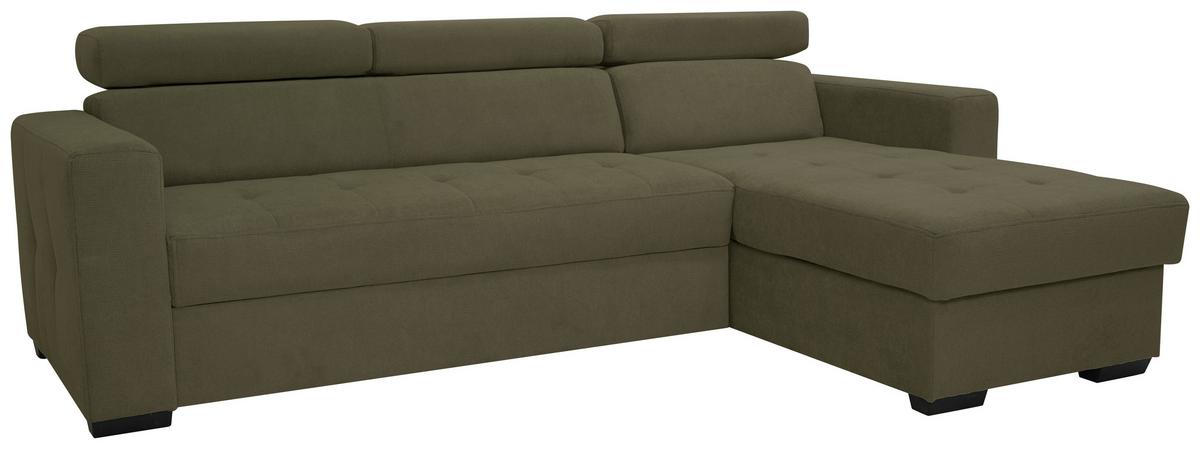 Rohová sedačka MARCO, oboustranná, oliv.zelený velur - černá/olivově zelená, Konvenční, kov/dřevo (238/78-94/170cm)