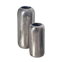 Dekovase 2er Set Silberfarben B: 16 cm - Silberfarben, Design, Metall (16/40,5/16cm) - Livetastic