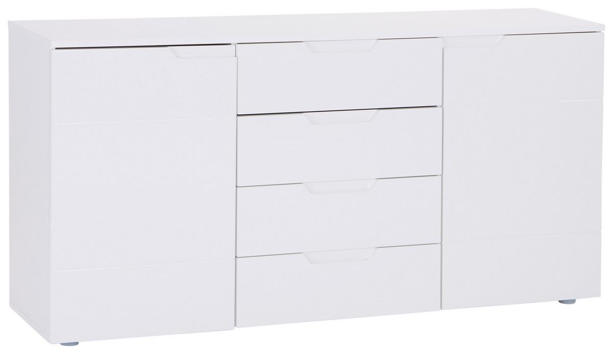 Kommode 160cm Hilton, Weiß Hilton - Weiß Hochglanz/Weiß, MODERN, Holzwerkstoff (160/81,4/40cm)