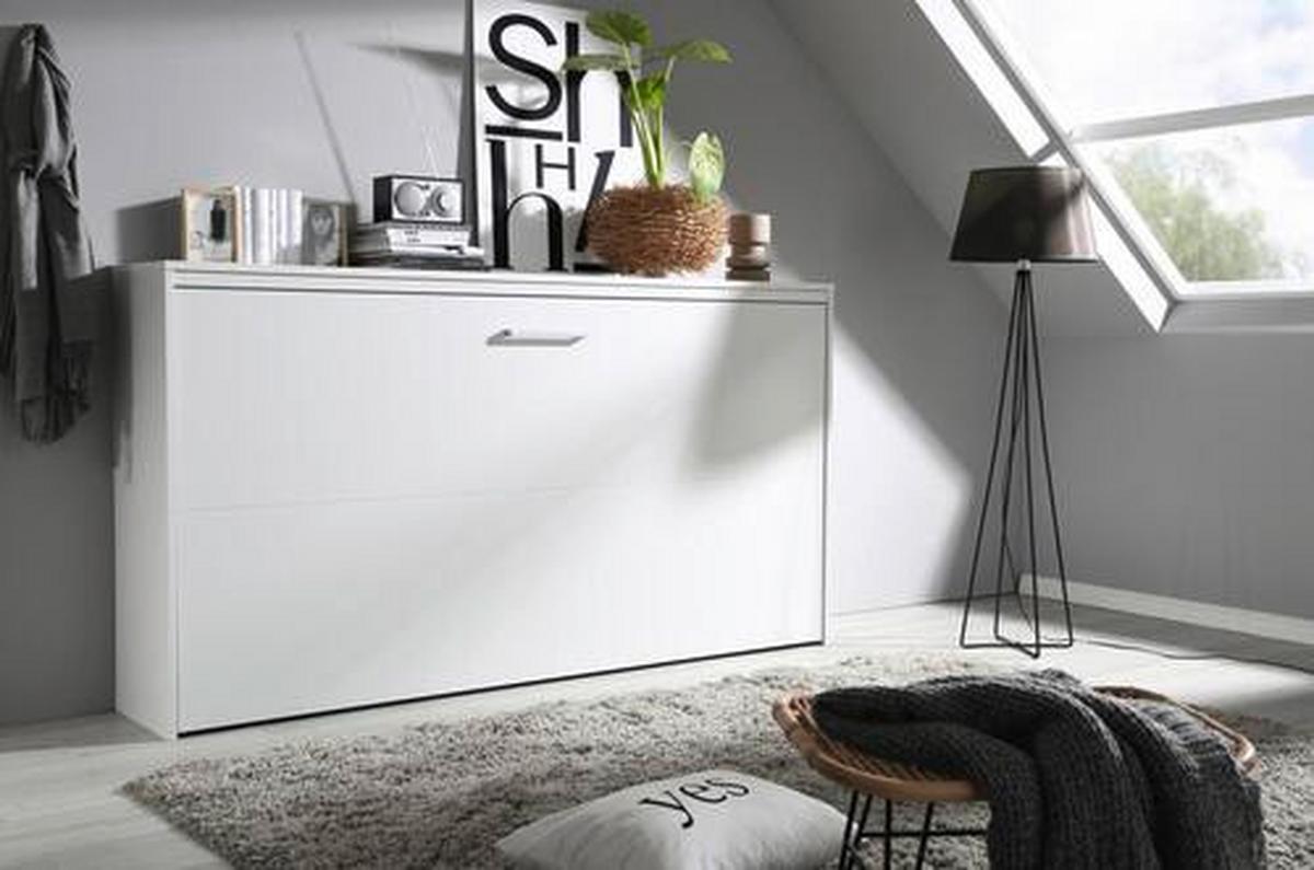 Schrankbett mit Lattenrost 90x200 Albero, Weiß - Dunkelgrau/Weiß, MODERN, Holz/Holzwerkstoff (90/200cm) - Rauch Möbel