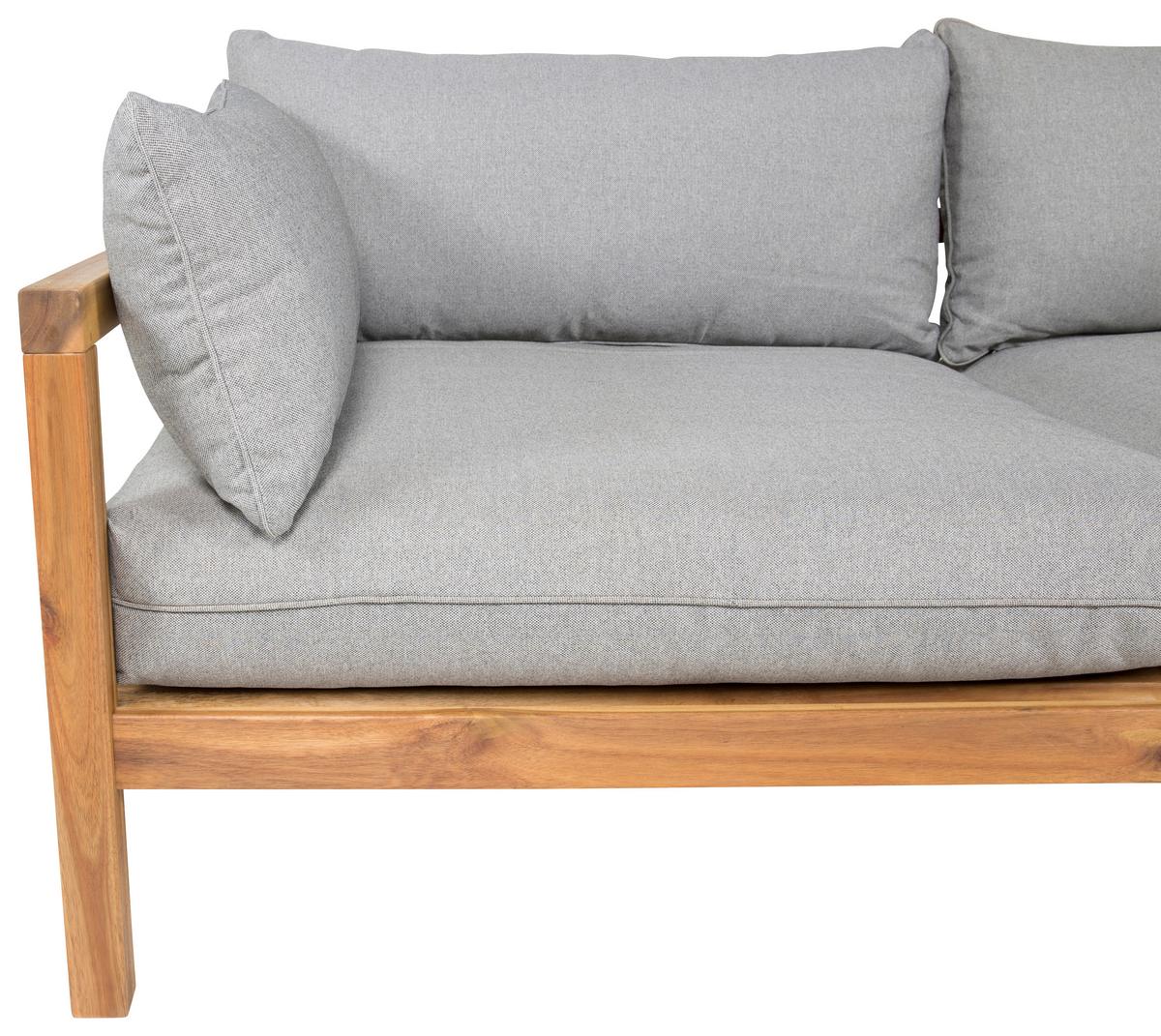 Loungesofa Marion - Grau/Akaziefarben, KONVENTIONELL, Holz/Textil (185/56/92cm) - Gardenson