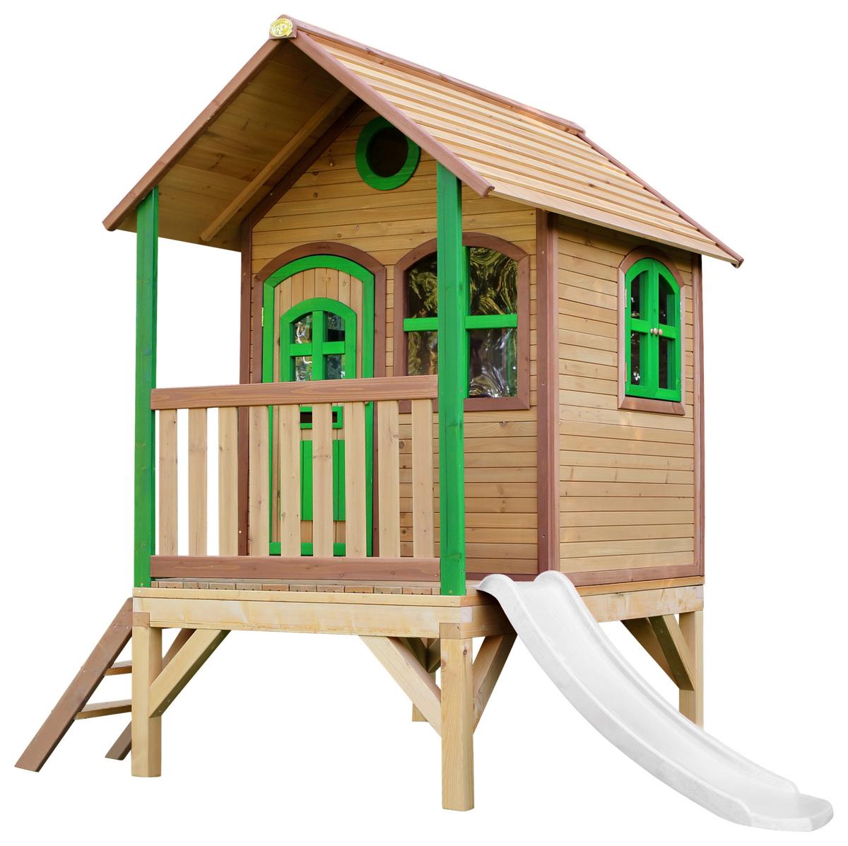 Spielhaus A030.036.90 - Rot/Braun, KONVENTIONELL, Holz (287/231/191cm) - Ambia Garden