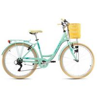 Citybike Damen 26 Zoll Cantaloupe mit Korb 6 Gänge - Gelb/Mintgrün, Basics, Metall (180/70cm) - Da Capo