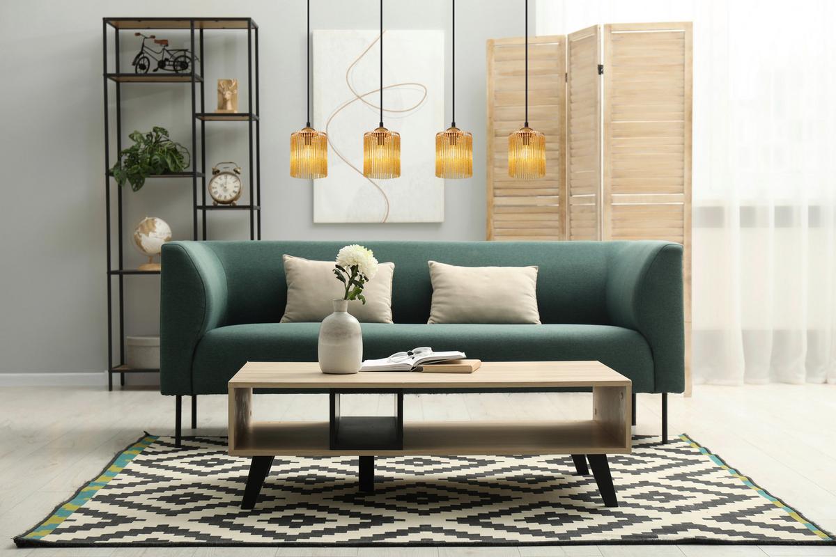 Hängeleuchte Exkl. E14, 40w - Goldfarben/Schwarz, Design, Kunststoff/Metall (87/12/133cm) - Globo