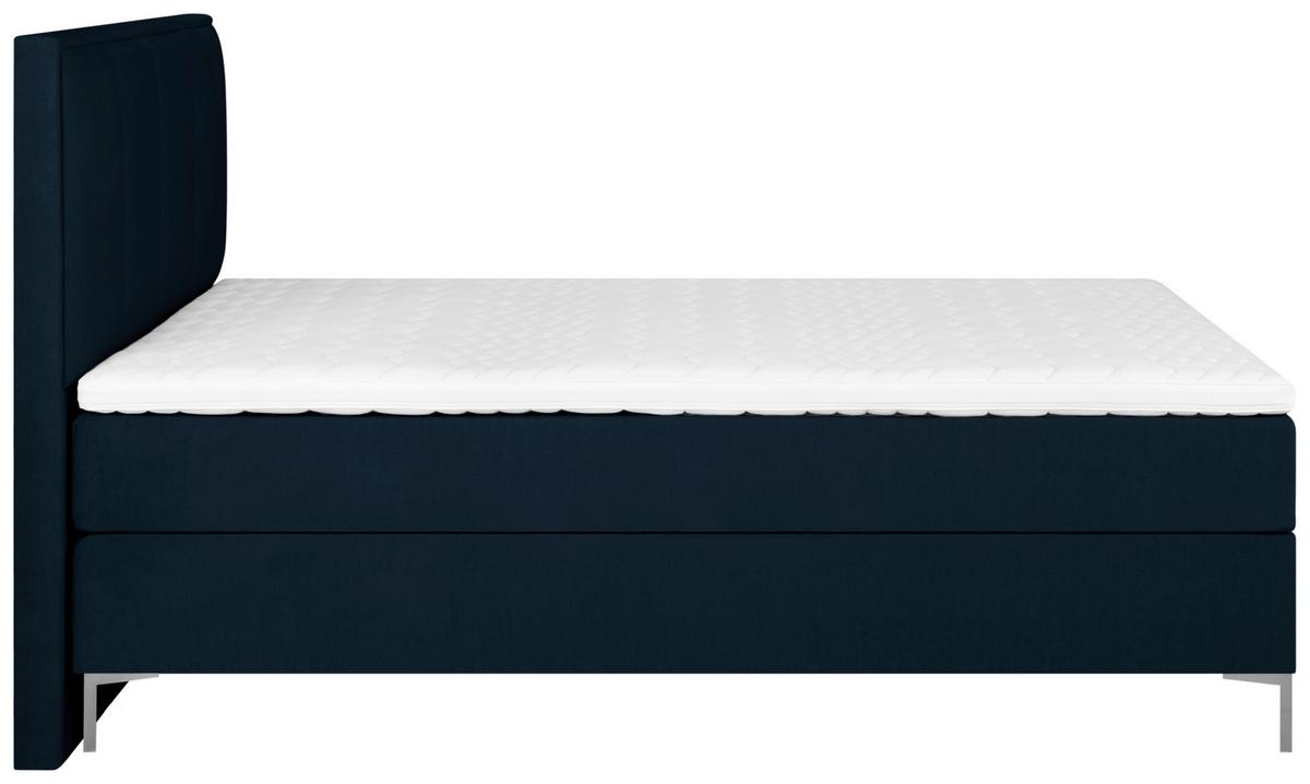 Boxspringbett mit Topper 180x200 cm Graz, Dunkelblau - Alufarben/Dunkelblau, MODERN, Textil (180/200cm) - MID.YOU