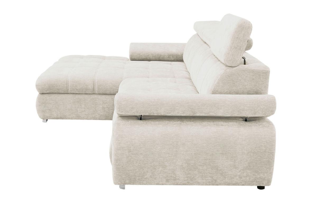 Rohová sedačka VEGAS, levá, béžová žinylka - barvy stříbra/béžová, Design, dřevo/textil (173/294cm)