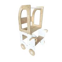 Kombihochstuhl Trolley Step Stool Weiss/Natur - Weiß/Naturfarben, Basics, Holz (38/90/40cm)