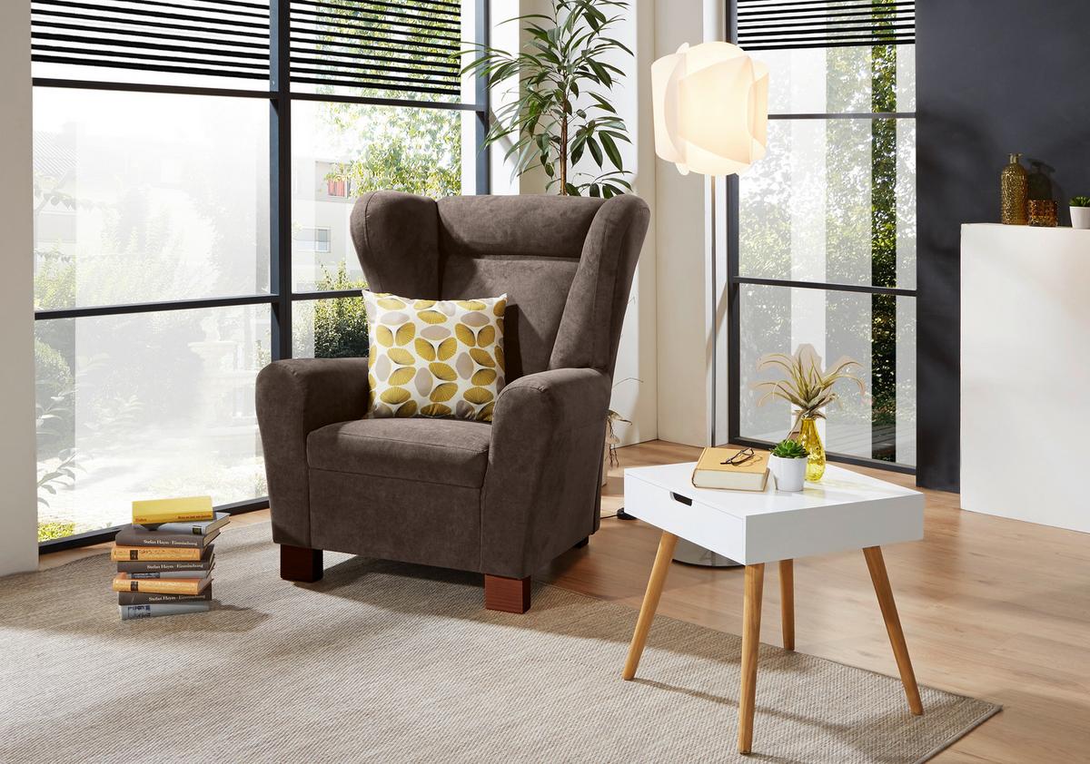 Kreslo Chandler - hnedá/tmavohnedá, Design, drevo/textil (95/109/97cm) - Ondega