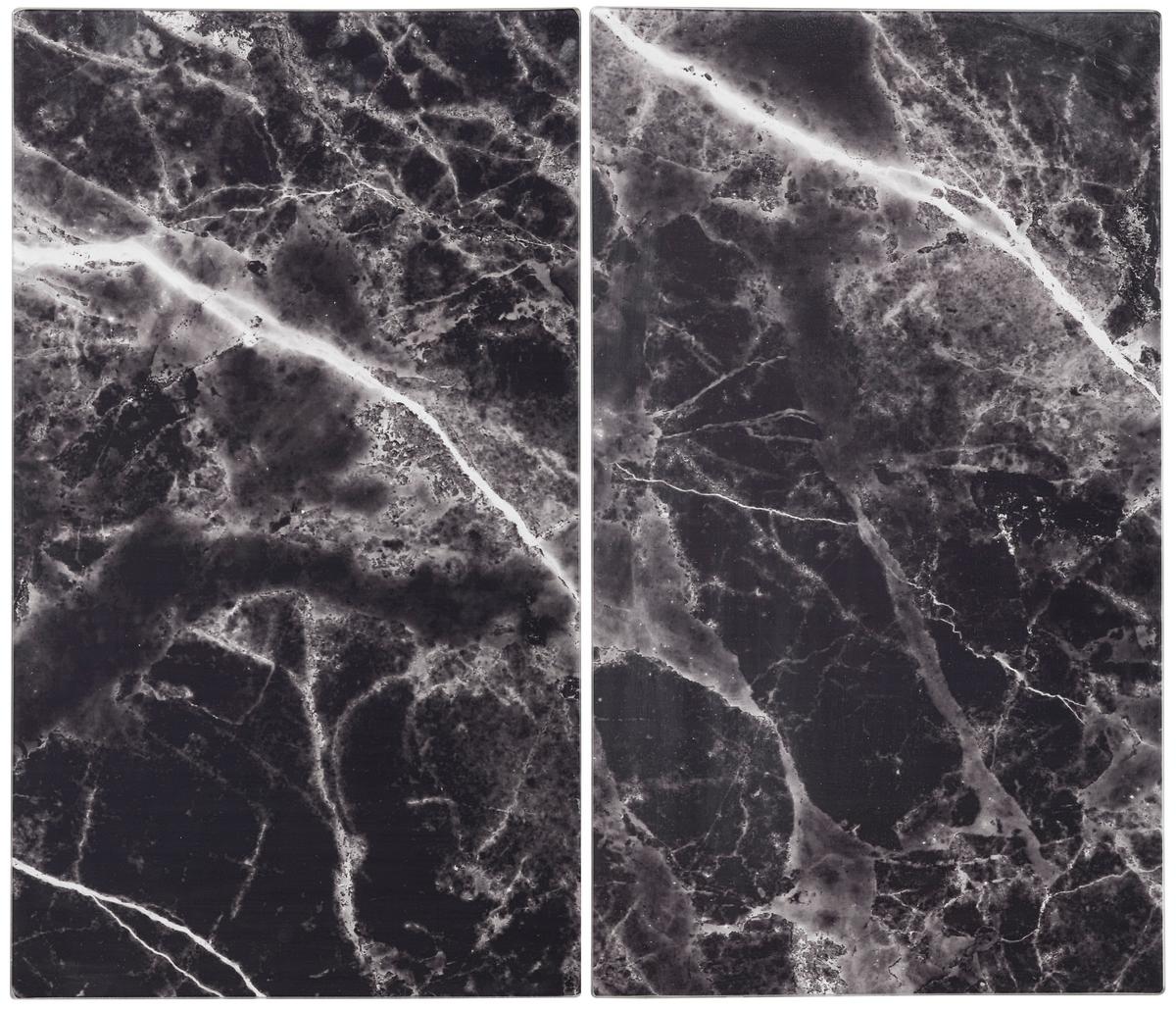 Krycia doska na sporák Marble, 2-dielna, 30/52cm - čierna, Modern, sklo (30/52cm) - Premium Living