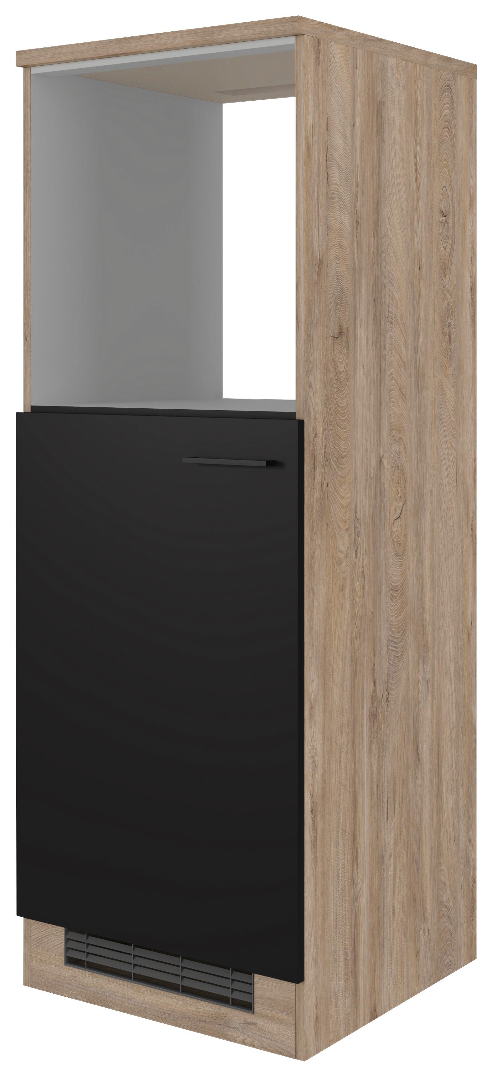 Skrinka na vstavané spotrebiče CAPRI - čierna/farba duba, Konventionell, kov/kompozitné drevo (60/168,5/60cm) - FlexWell