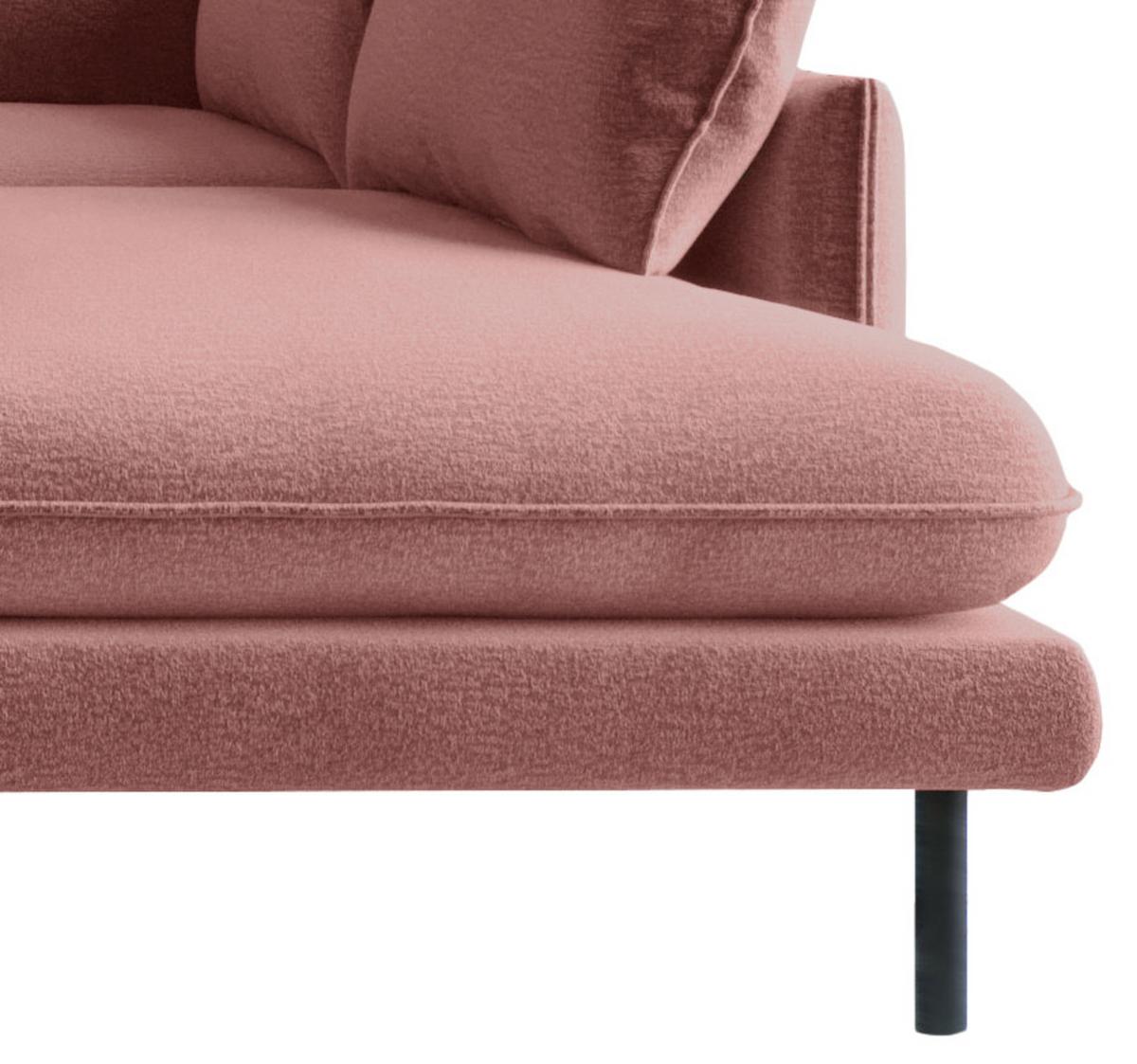 Ecksofa Samos Altrosa S: 267x204 cm - Altrosa/Schwarz, Design, Textil (267/204cm) - Livetastic