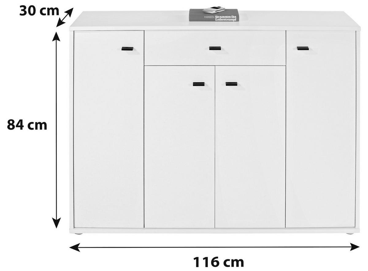 Kommode B 116 Cm Boni, Perlweiß Dekor - Weiß, MODERN, Holzwerkstoff (116/84/30cm)