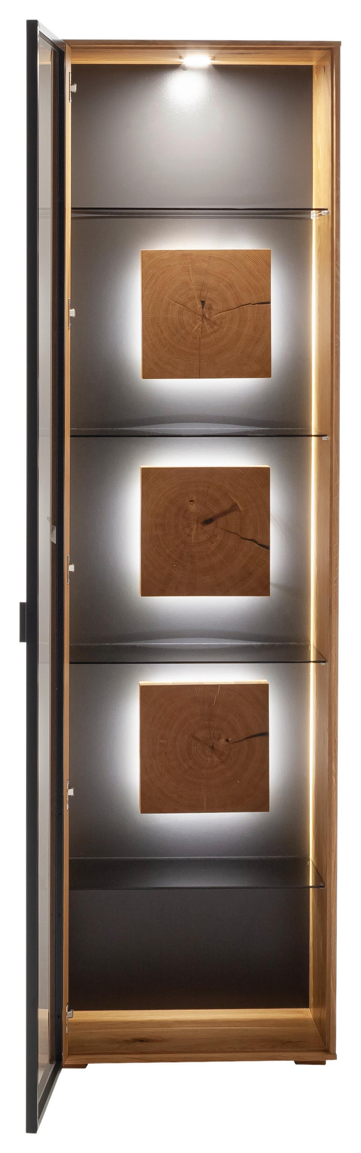 Vitrine Assini Wildeiche B: 58 cm - Wildeiche, Design, Glas/Holz (58/206/37cm) - MID.YOU