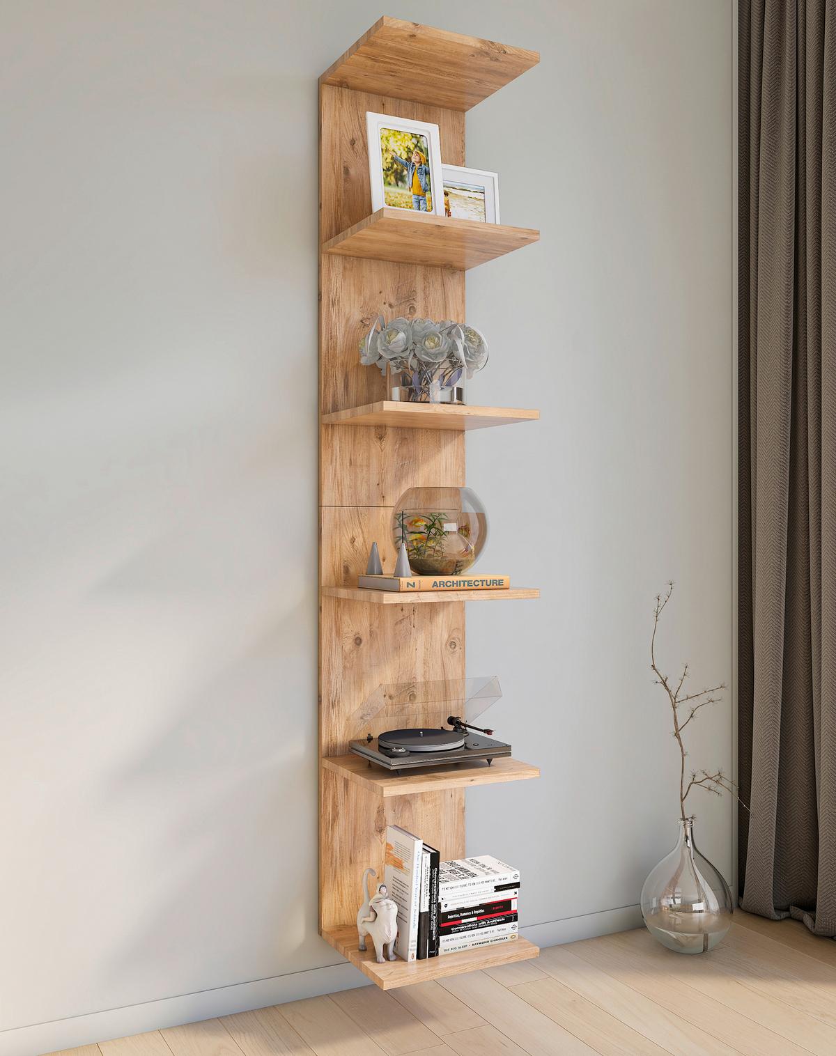 Regál Laza š: 35 cm, dub medový - medový dub, Moderní, kompozitní dřevo (35/180/30cm) - MID.YOU