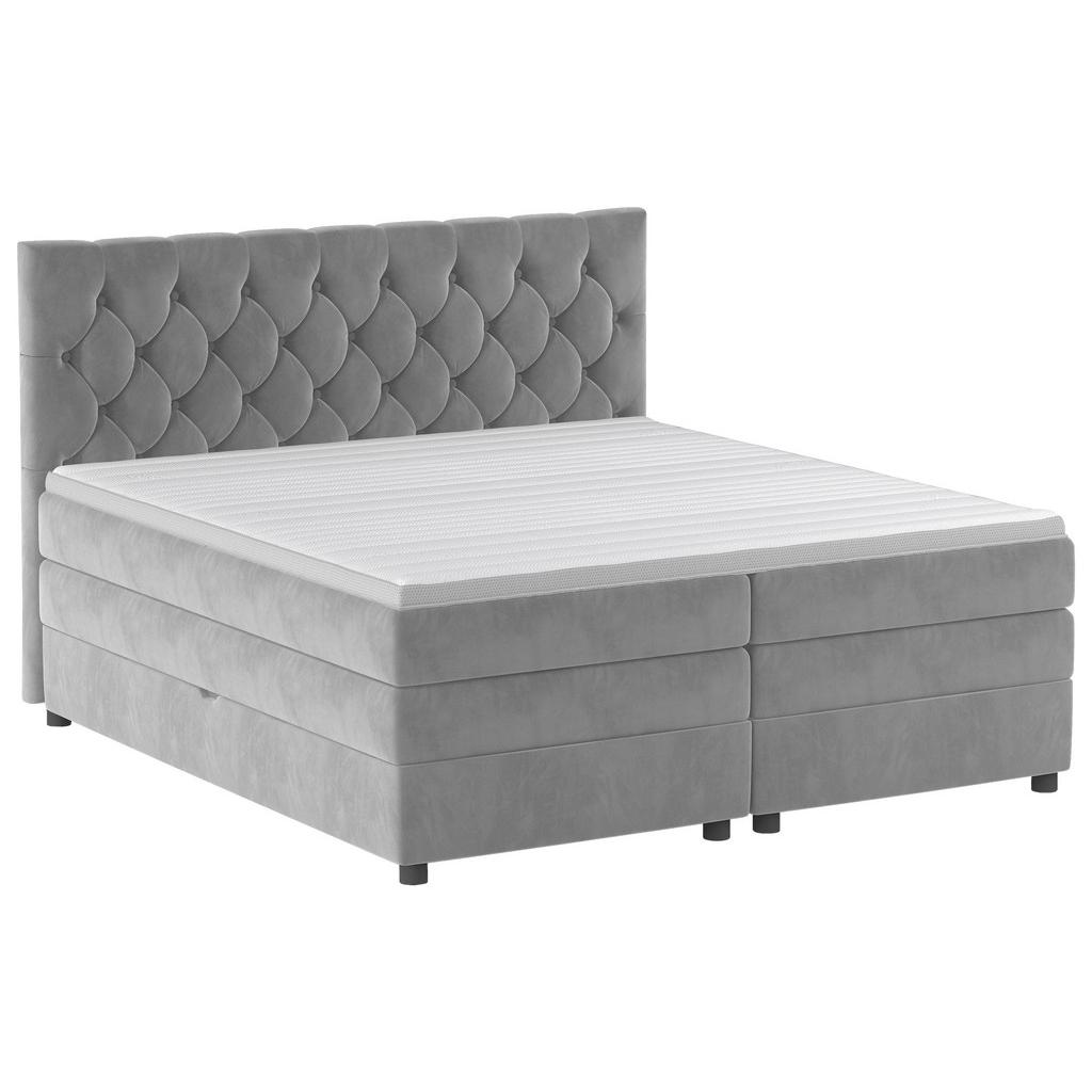 Boxspringbett Elio Silberfarben 180x200 Cm H3