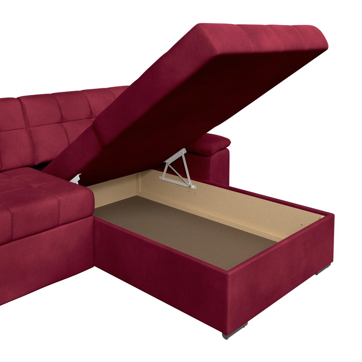 Ecksofa Bali rot, 208x120cm - Rot, Trend, Textil (257/167cm) - Livetastic