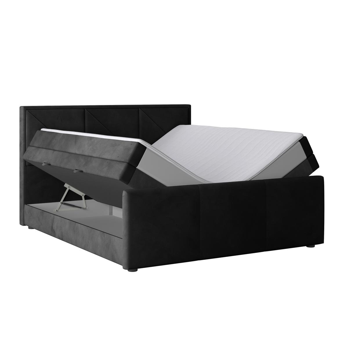 Boxspringbett Bologna 180x200 cm Schwarz - Schwarz, MODERN, Karton/Holzwerkstoff (180/200cm) - MID.YOU