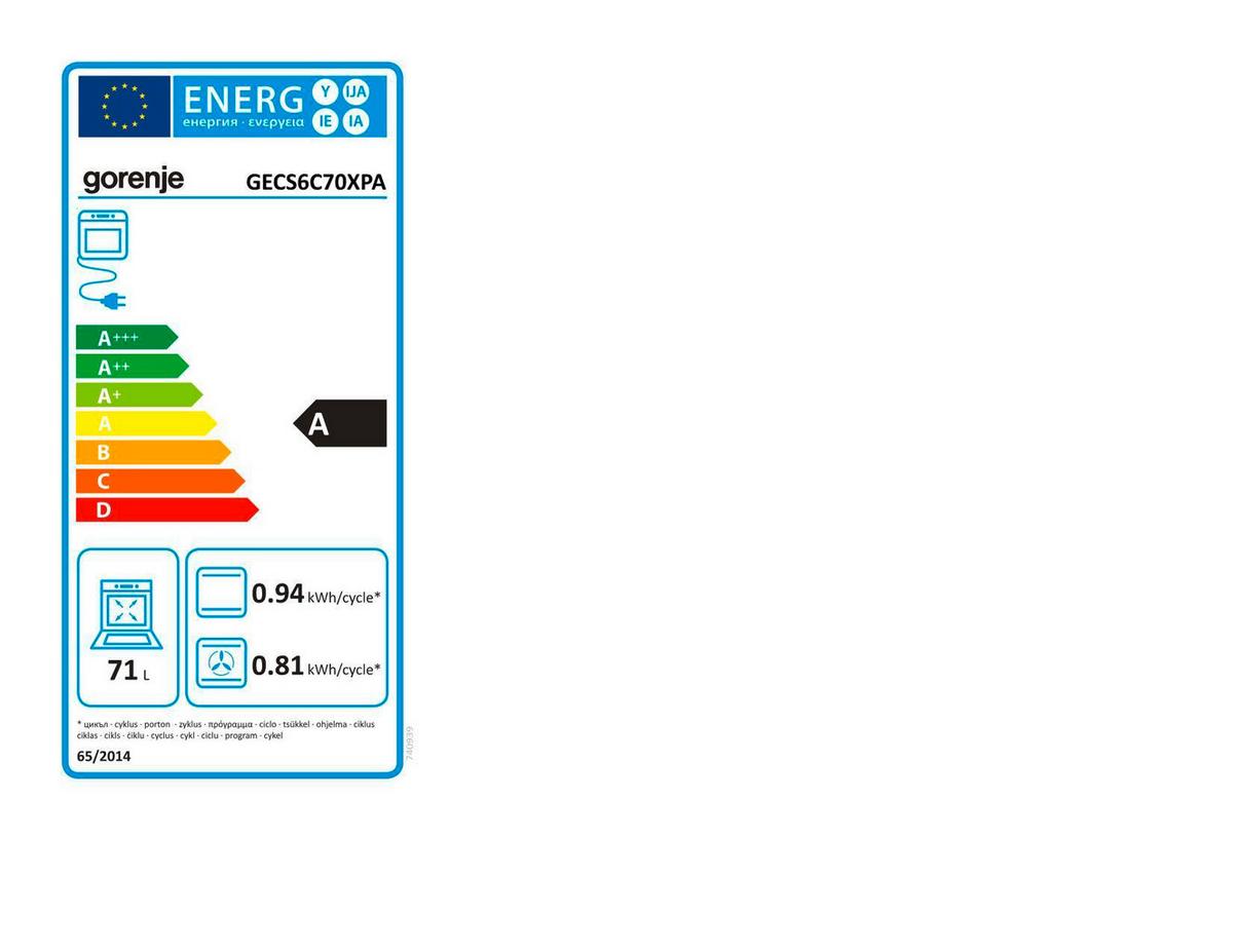 Herd Gecs6c70xpa - Edelstahlfarben/Schwarz, Trend, Glas/Metall (60/85/60cm) - Gorenje