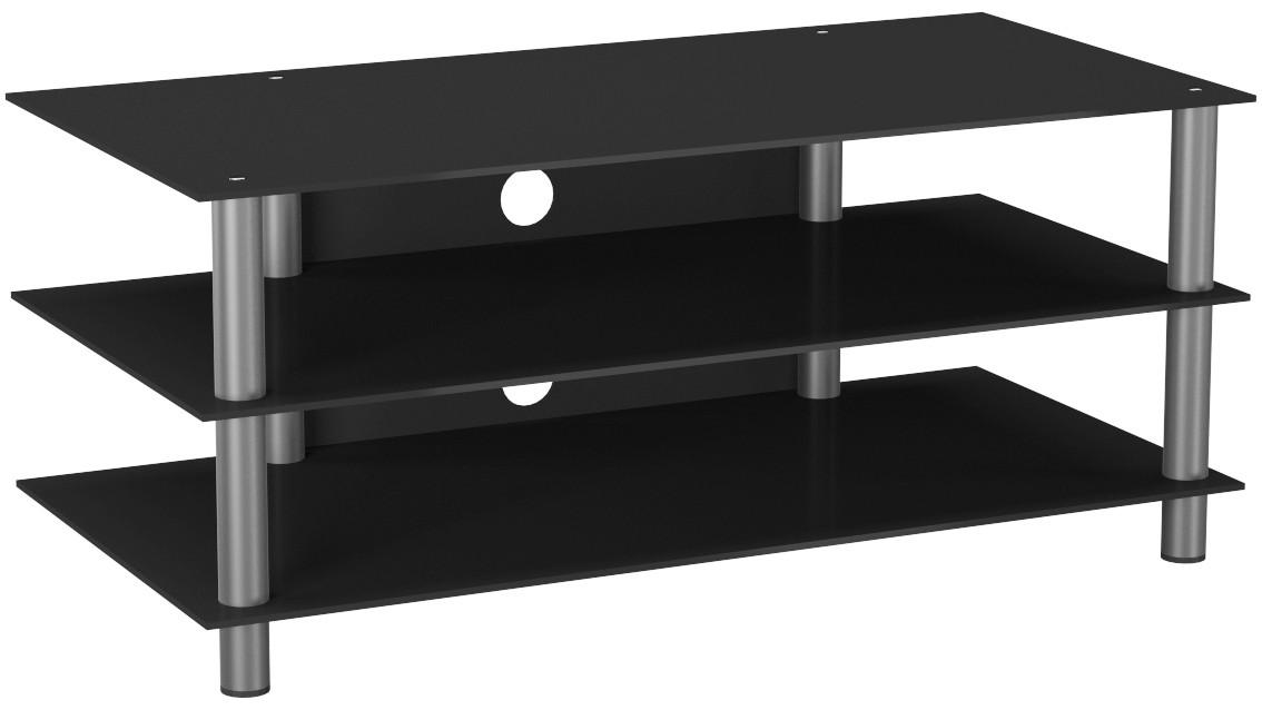 Phonotisch Zumbo B: 110 cm Schwarz/Silberfarben - Silberfarben/Schwarz, KONVENTIONELL, Glas/Metall (110/45/42cm) - MID.YOU