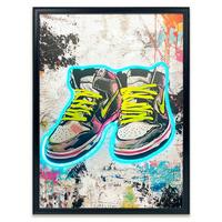 LED-Bild Neon Black Sneaker - Multicolor/Schwarz, Basics, Holzwerkstoff/Kunststoff (50/70/3,5cm)