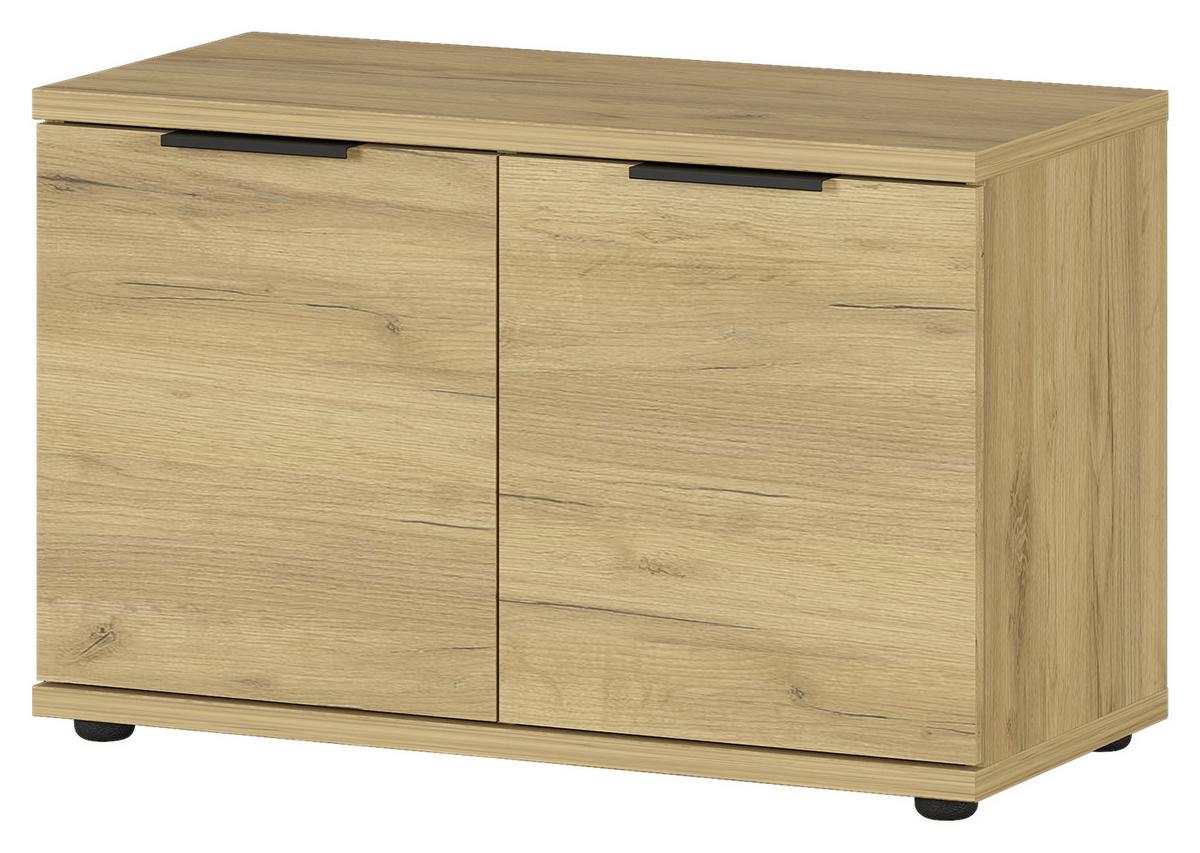 Garderobenbank Gw-fremont B: 75 Cm 2 Drehtüren Eiche Dekor - Eichefarben/Schwarz, KONVENTIONELL, Holzwerkstoff (75/48/37cm) - Germania