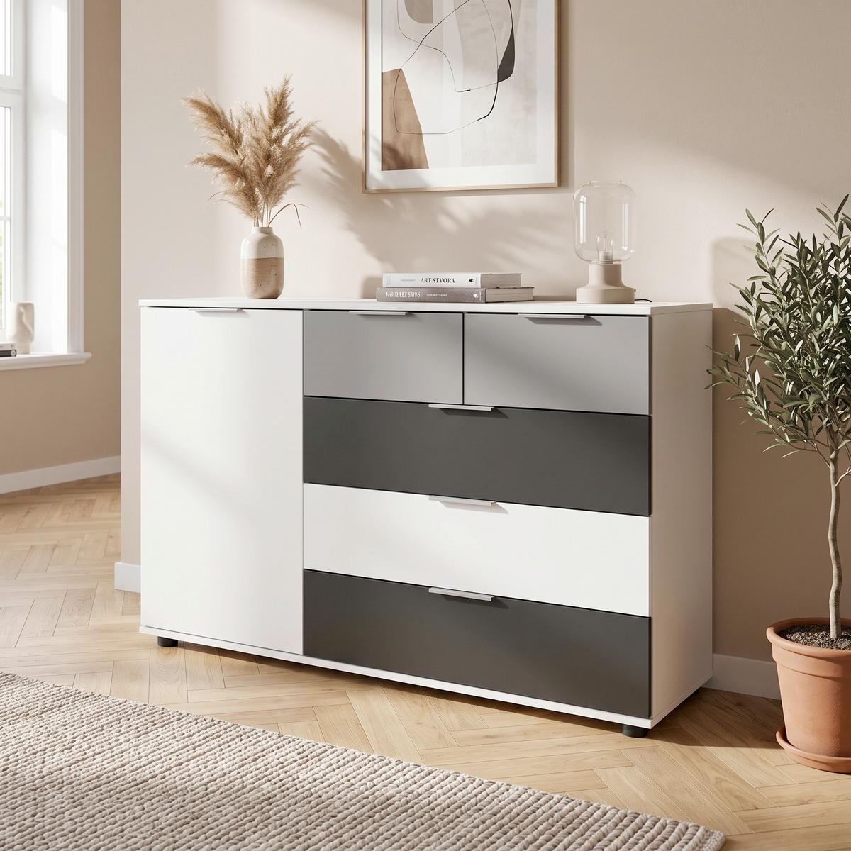 MID.YOU Kommode 130 cm Monaco, Grau/Weiß online kaufen ➤ Möbelix
