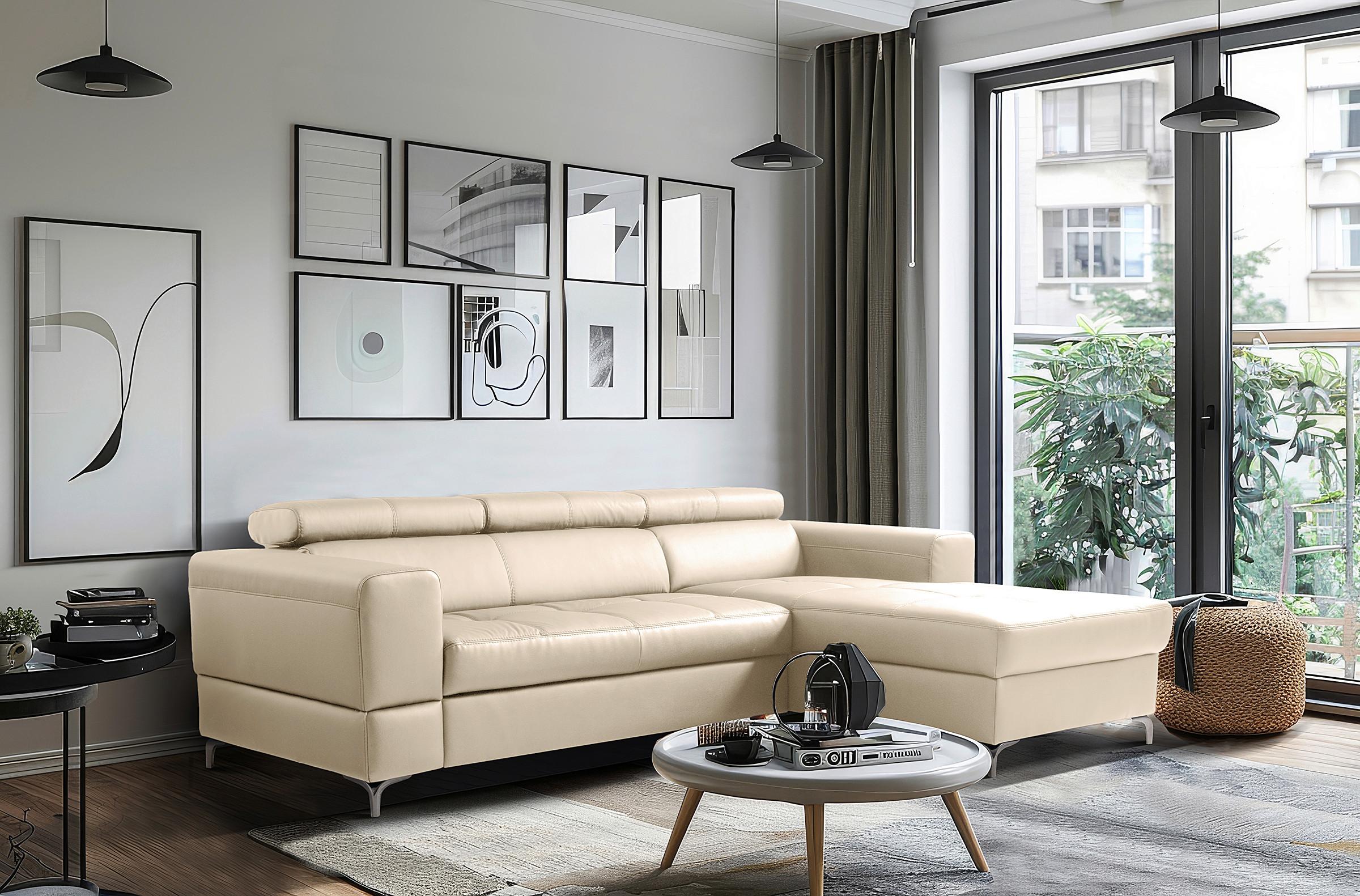 Ecksofa Torino Teilleder grau 247x173 - Schwarz/Grau, Design, Leder/Textil (247/173cm) - Livetastic