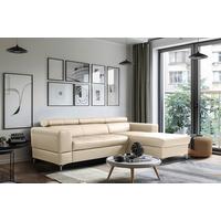 Ecksofa Torino Teilleder grau 247x173 - Schwarz/Grau, Design, Leder/Textil (247/173cm) - Livetastic