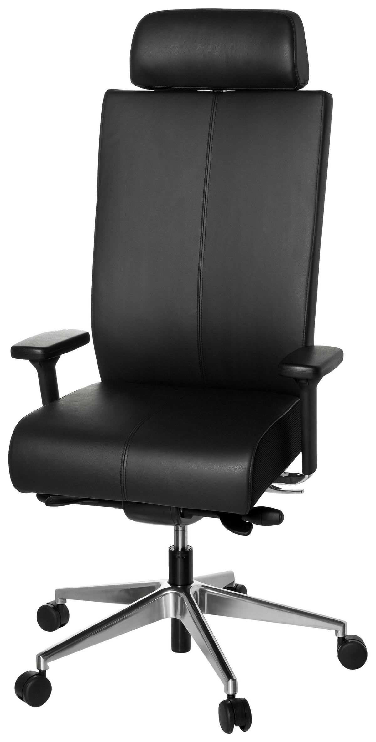 Drehstuhl Pro-Tec Xxl Schwarz - Silberfarben/Schwarz, MODERN, Leder/Kunststoff (59/138/49cm) - MID.YOU
