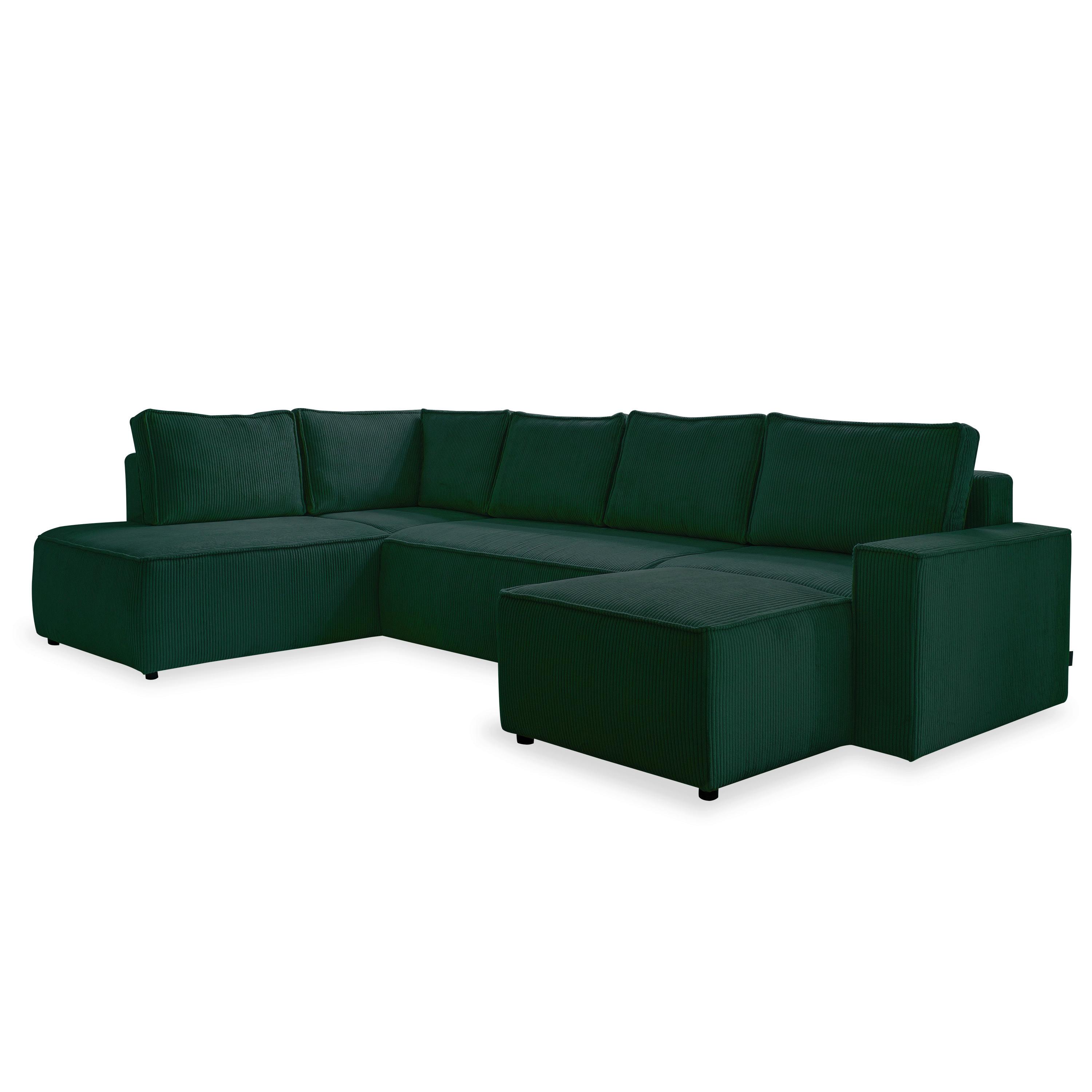 Rohová sedacia súprava OLIVER, tmavozelená, menčester, ľavá - čierna/tmavozelená, Design, textil/plast (194/322/156cm)
