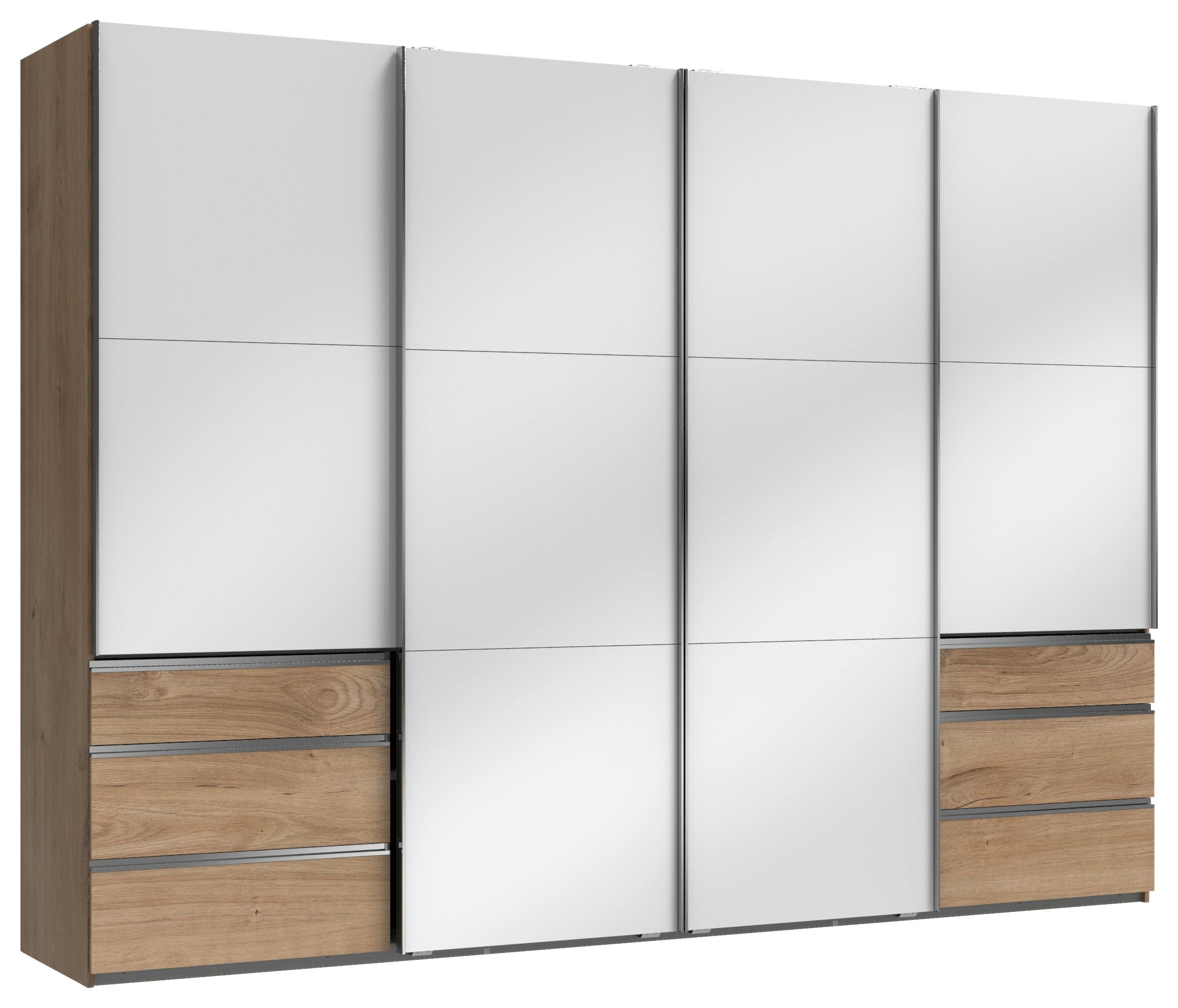 Schwebetürenschrank Mit Laden B:300cm Level Weiß/eiche Dekor