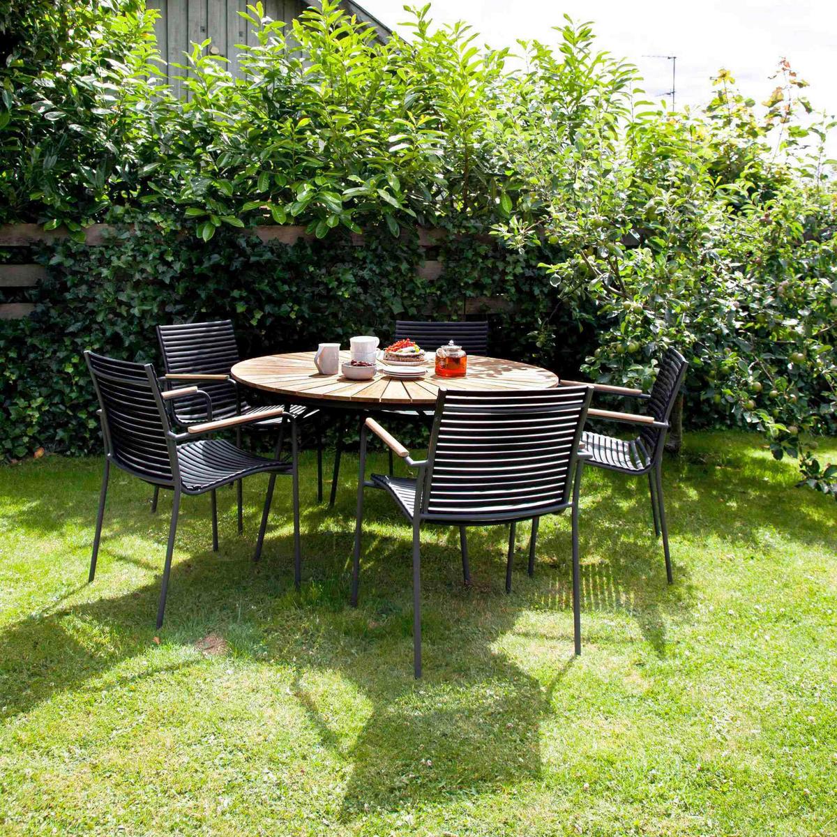 Gartenmöbel Set 5--teilig Ellen aus Teakholz/Kunststoff - Anthrazit/Schwarz, Natur, Holz/Kunststoff - Gardenson
