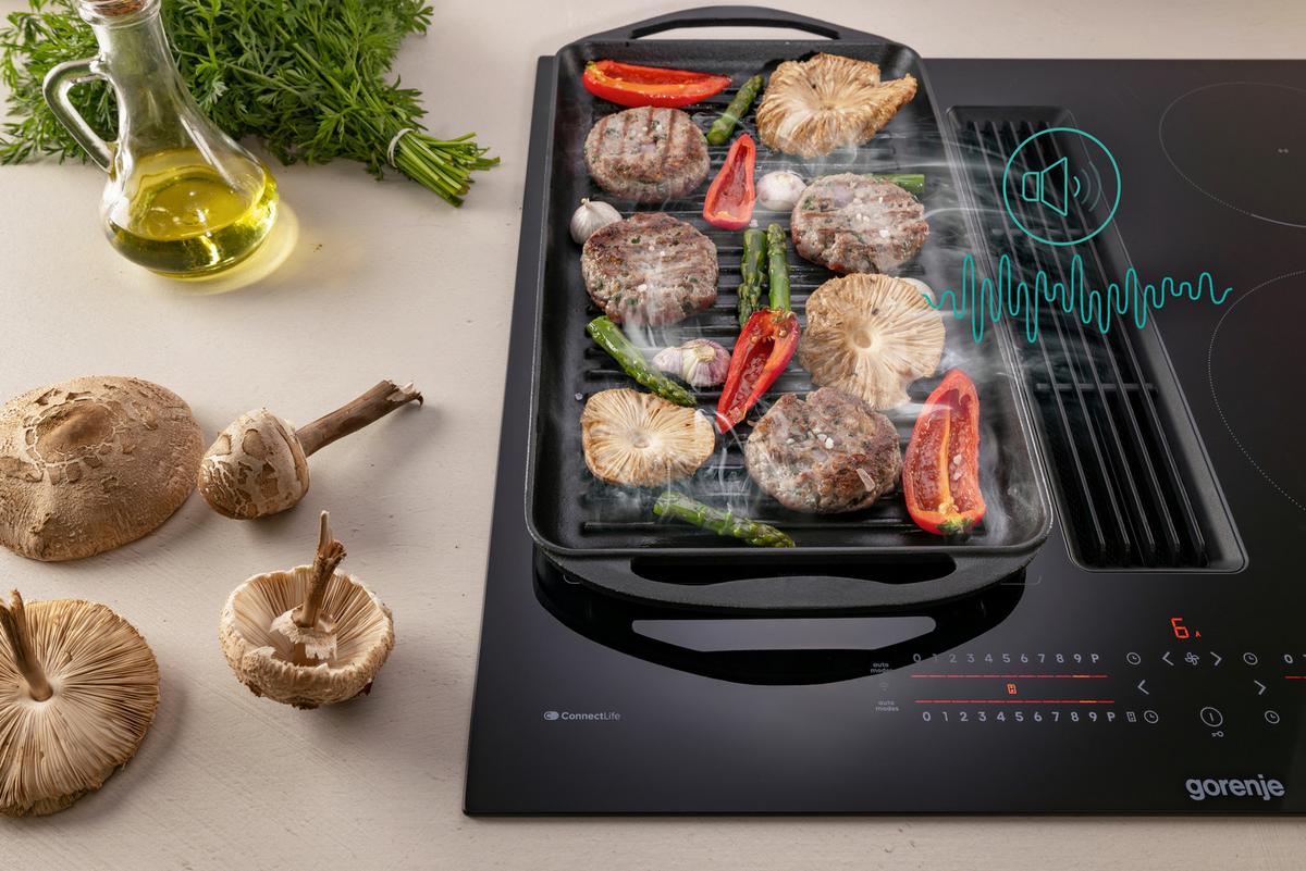 Kochfeld-dunstabzug-kombi Geh6432bscwf - Schwarz Hochglanz, MODERN, Glas (60/23,3/52cm) - Gorenje