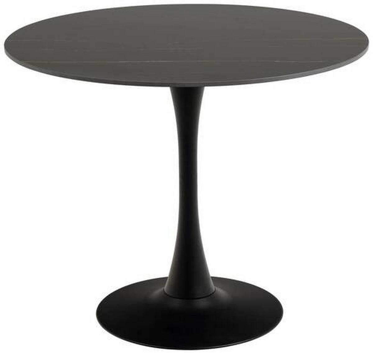 Jídelní stůl MALTA černý 90cm - čierna, Trend, kov/keramika (90/90/75cm) - MID.YOU