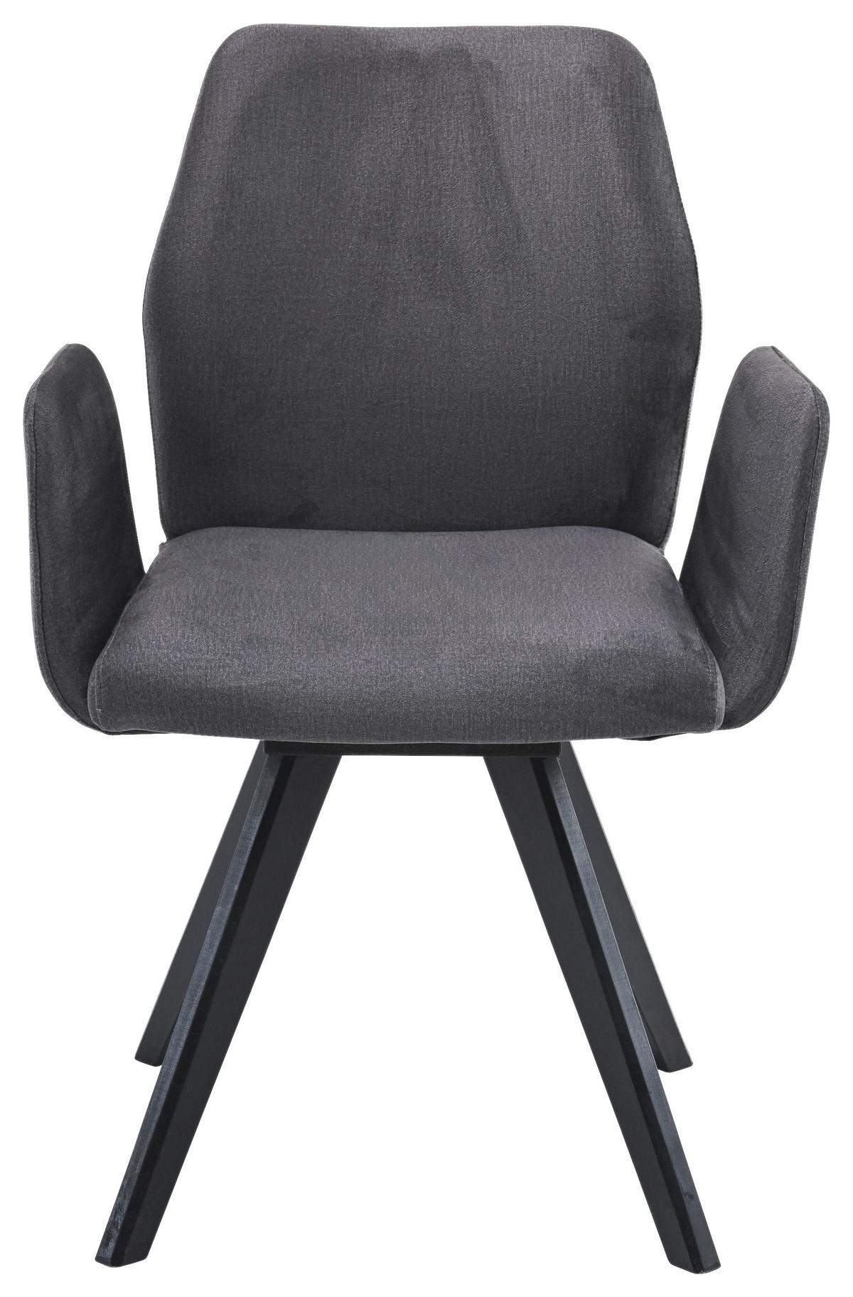 Armlehnstuhl Neva 1 Grau Buche Massiv, B: 63 Cm - Schwarz/Grau, KONVENTIONELL, Holz/Textil (63/88/62cm)