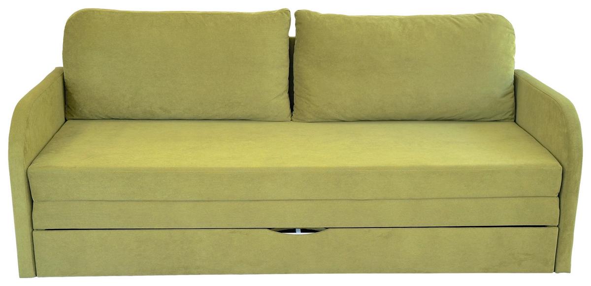 Schlafsofa Milan - Schwarz/Olivgrün, Design, Textil (203/77/86cm) - MID.YOU